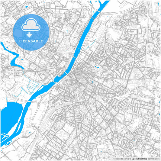 Angers, Maine-et-Loire, France, city map with high resolution roads.