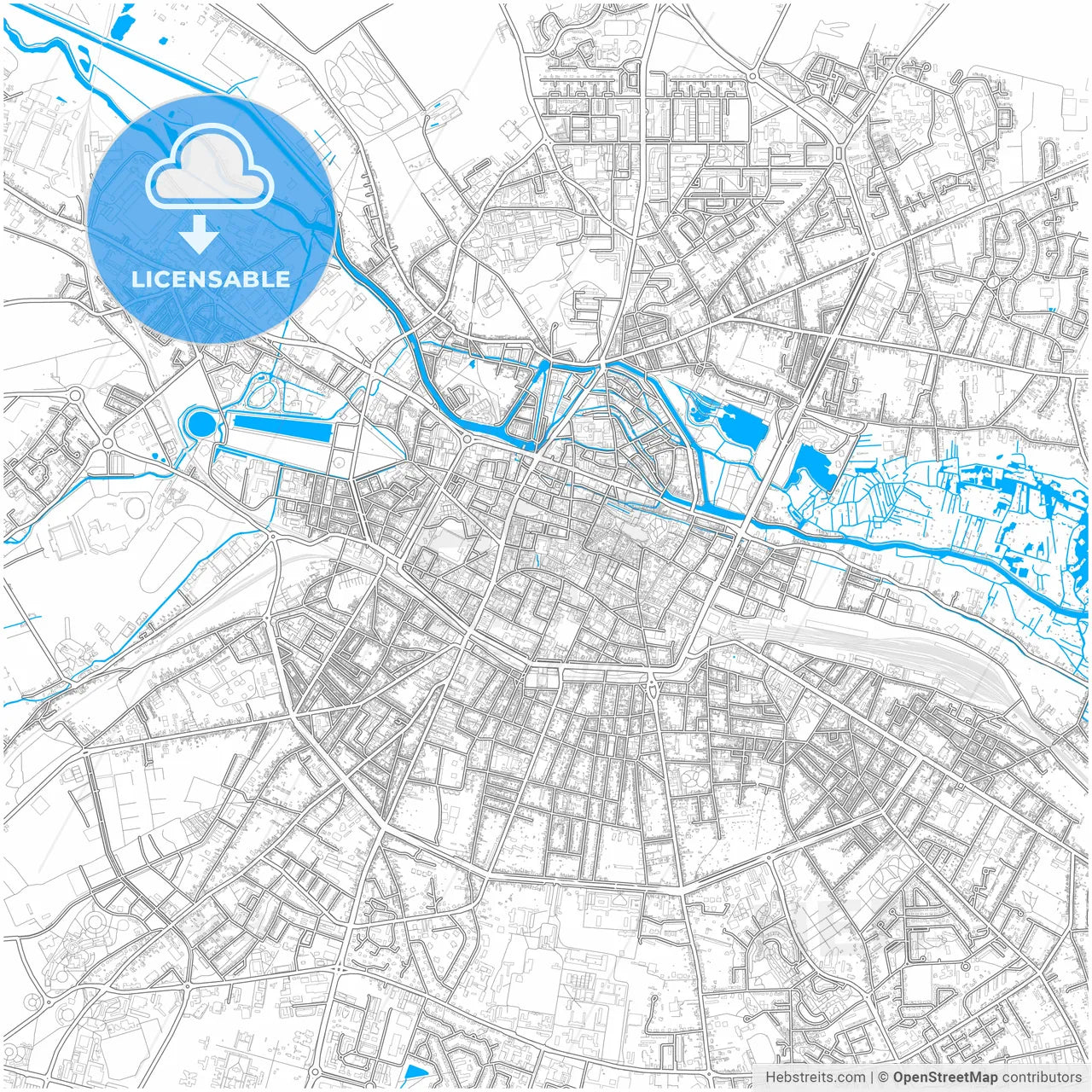 Amiens, Somme, France, city map with high resolution roads.