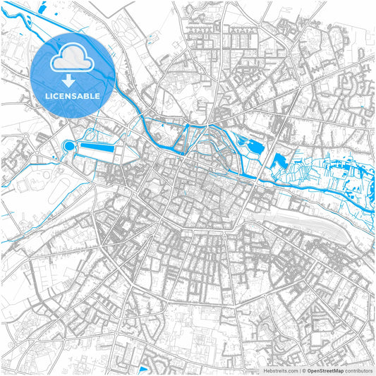 Amiens, Somme, France, city map with high resolution roads.