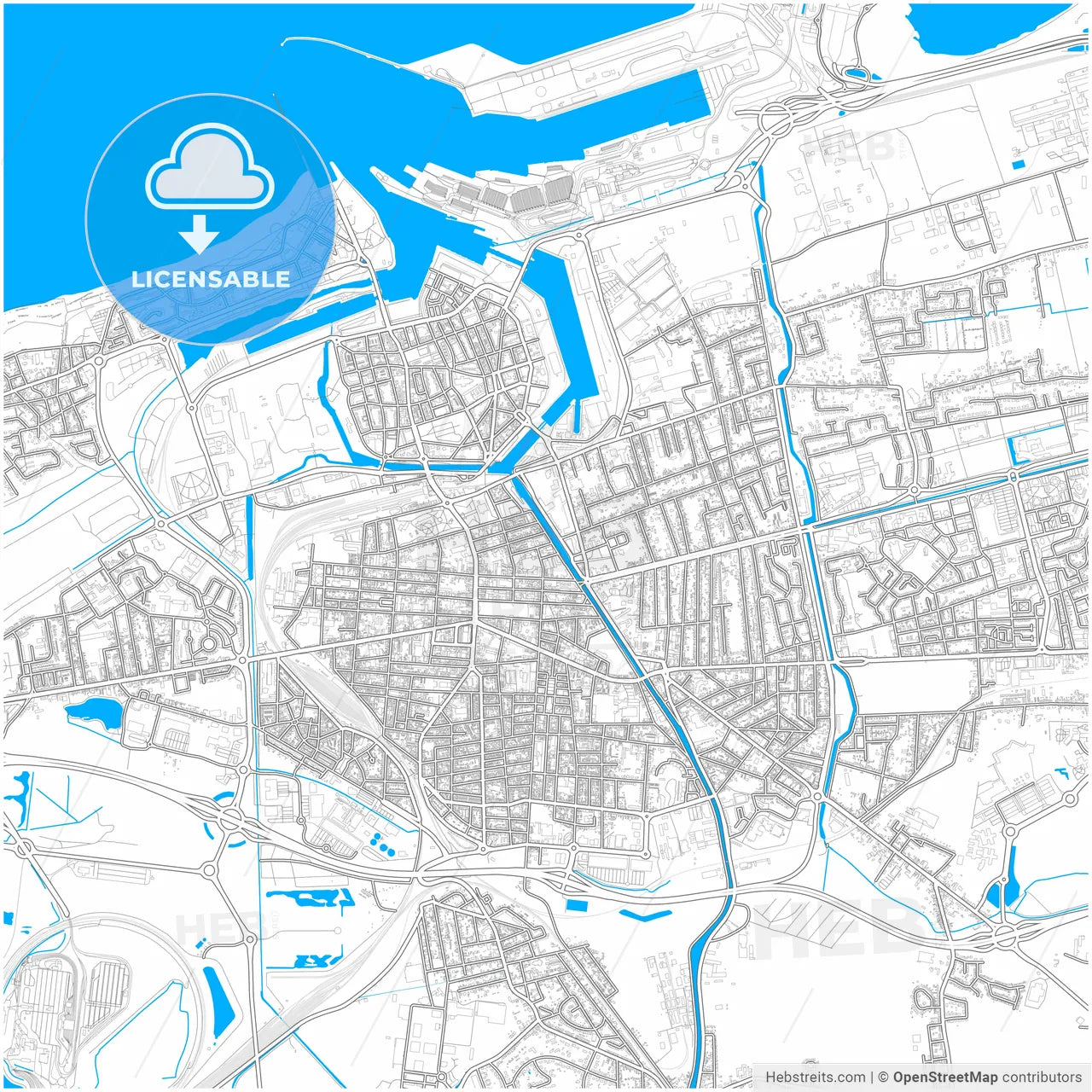 Calais, Pas-de-Calais, France, city map with high resolution roads.