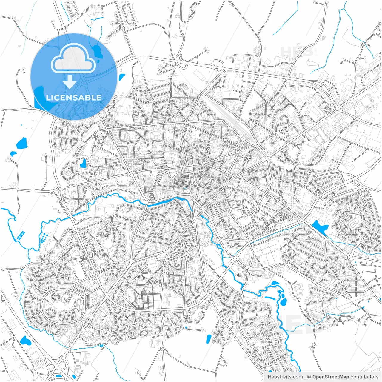 Cholet, Maine-et-Loire, France, city map with high resolution roads.