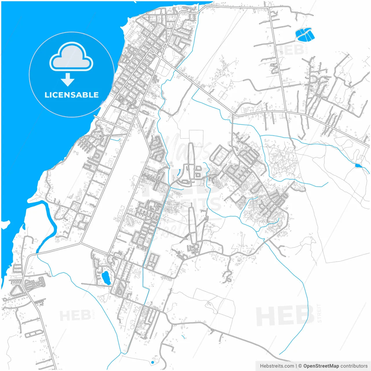 Saint-Laurent-du-Maroni, Guyane, France, city map with high resolution roads.