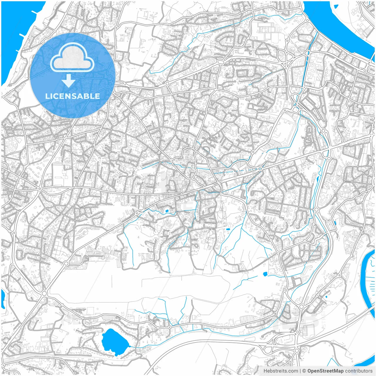 Anglet, Pyrénées-Atlantiques, France, city map with high resolution roads.