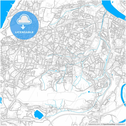 Anglet, Pyrénées-Atlantiques, France, city map with high resolution roads.