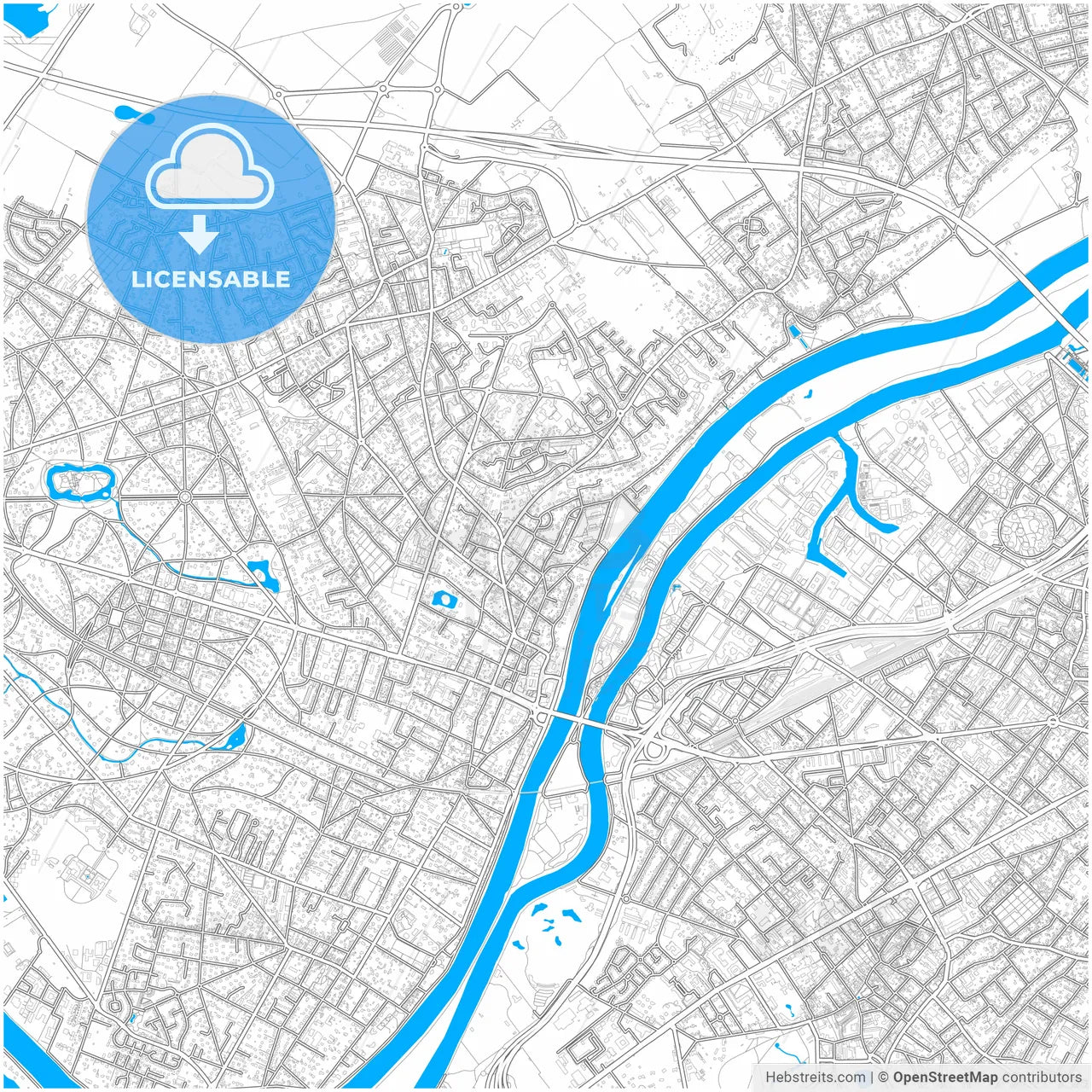 Chatou, Yvelines, France, city map with high resolution roads.