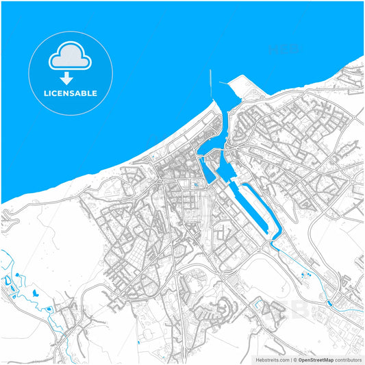 Dieppe, Seine-Maritime, France, city map with high resolution roads.