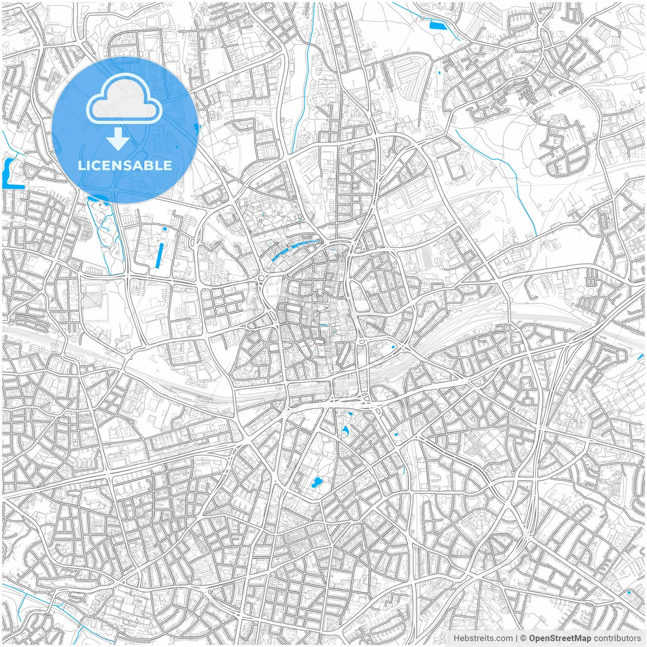 Essen, North Rhine-Westphalia, Germany, city map with high resolution roads.