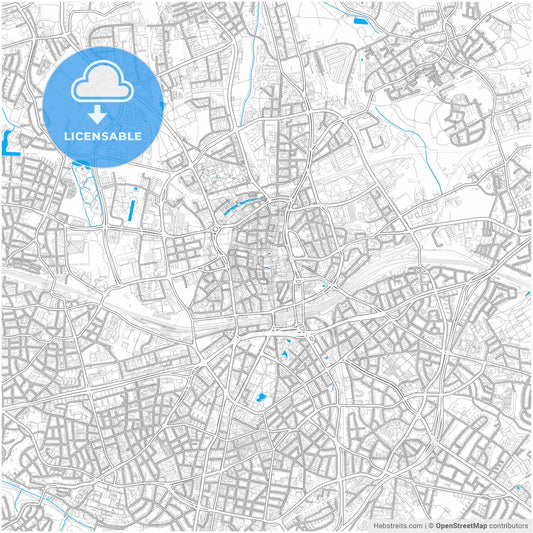 Essen, North Rhine-Westphalia, Germany, city map with high resolution roads.