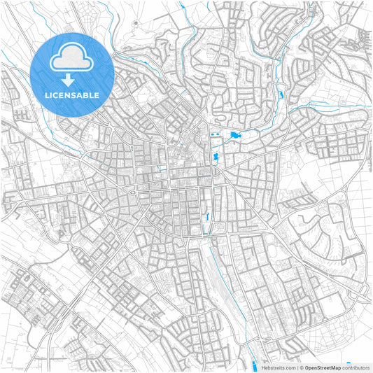 Wiesbaden, Hesse, Germany, city map with high resolution roads.