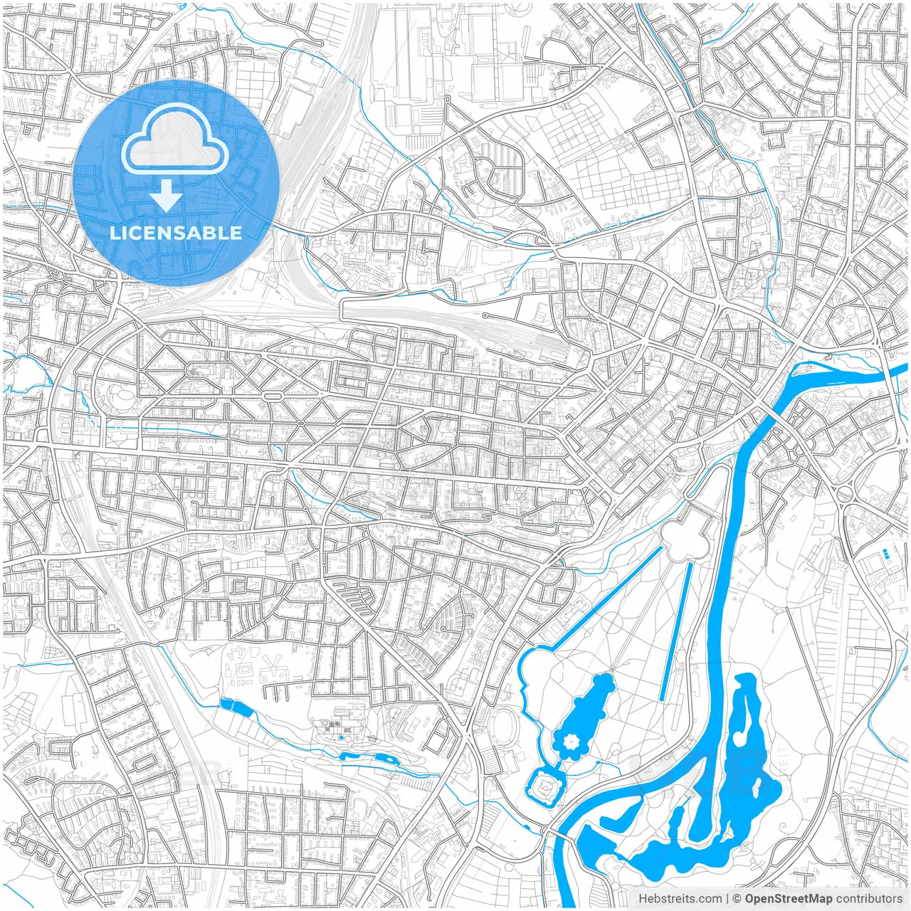 Kassel, Hesse, Germany, city map with high resolution roads.