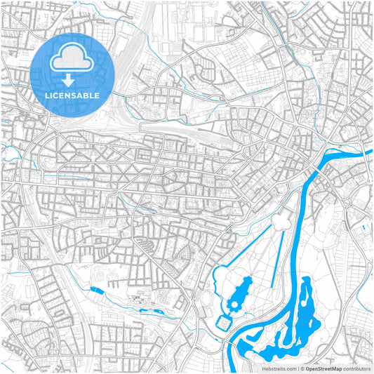 Kassel, Hesse, Germany, city map with high resolution roads.