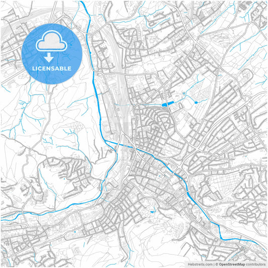 Hagen, North Rhine-Westphalia, Germany, city map with high resolution roads.