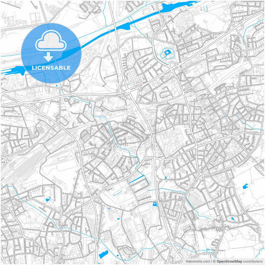 Herne, North Rhine-Westphalia, Germany, city map with high resolution roads.