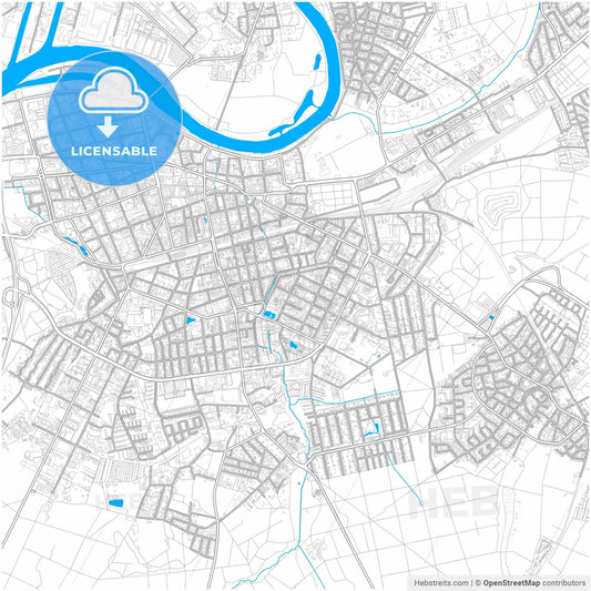 Offenbach am Main, Hesse, Germany, city map with high resolution roads.