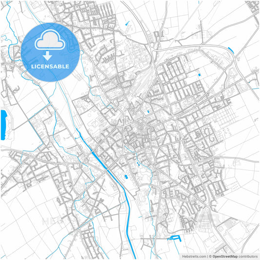 Duren, North Rhine-Westphalia, Germany, city map with high resolution roads.