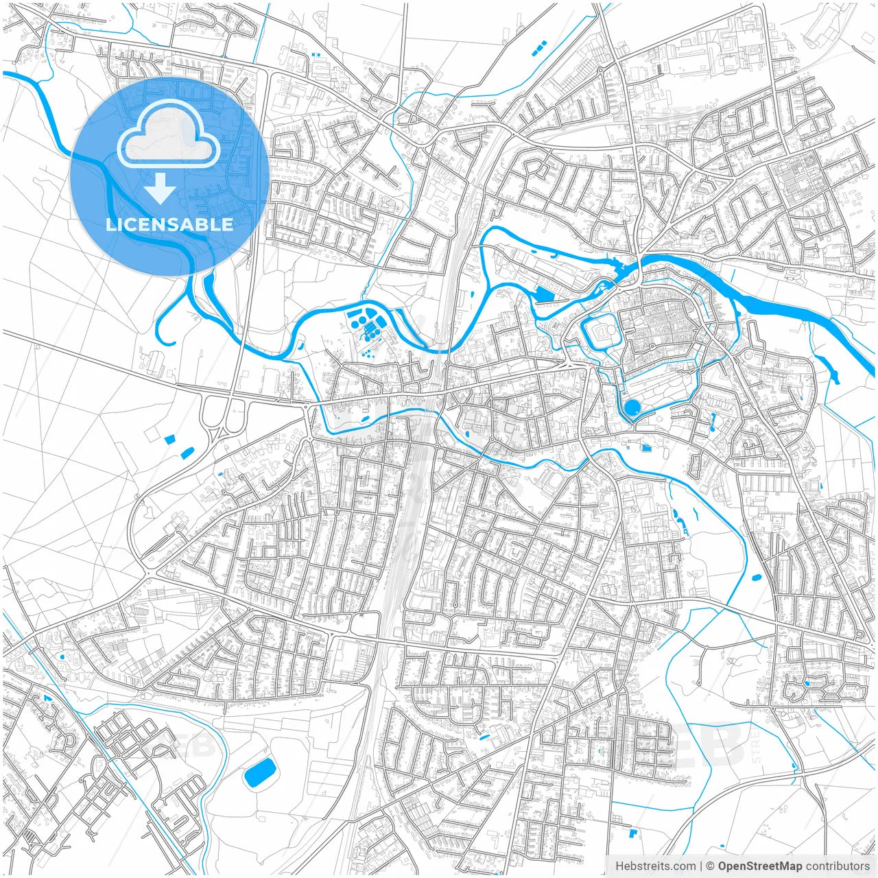 Celle, Lower Saxony, Germany, city map with high resolution roads.