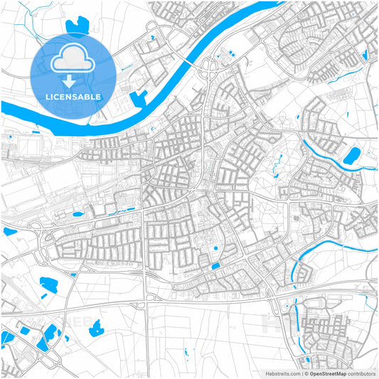 Russelsheim am Main, Hesse, Germany, city map with high resolution roads.