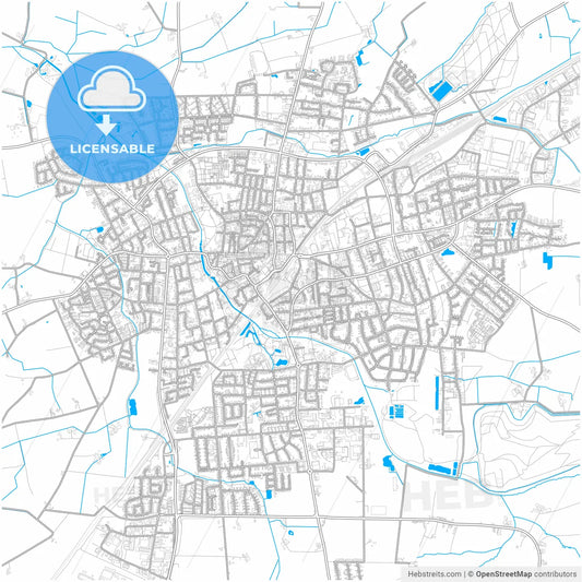 Ahlen, North Rhine-Westphalia, Germany, city map with high resolution roads.
