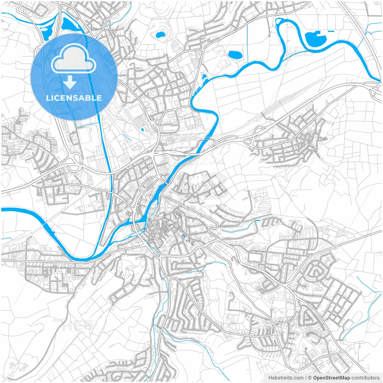 Wetzlar, Hesse, Germany, city map with high resolution roads.