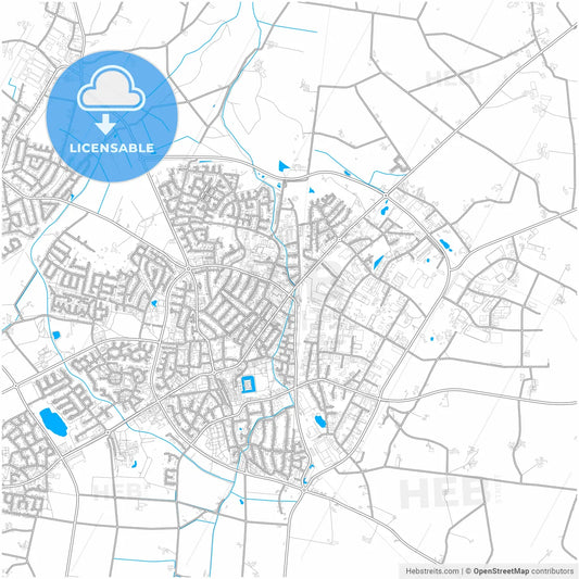 Ahaus, North Rhine-Westphalia, Germany, city map with high resolution roads.