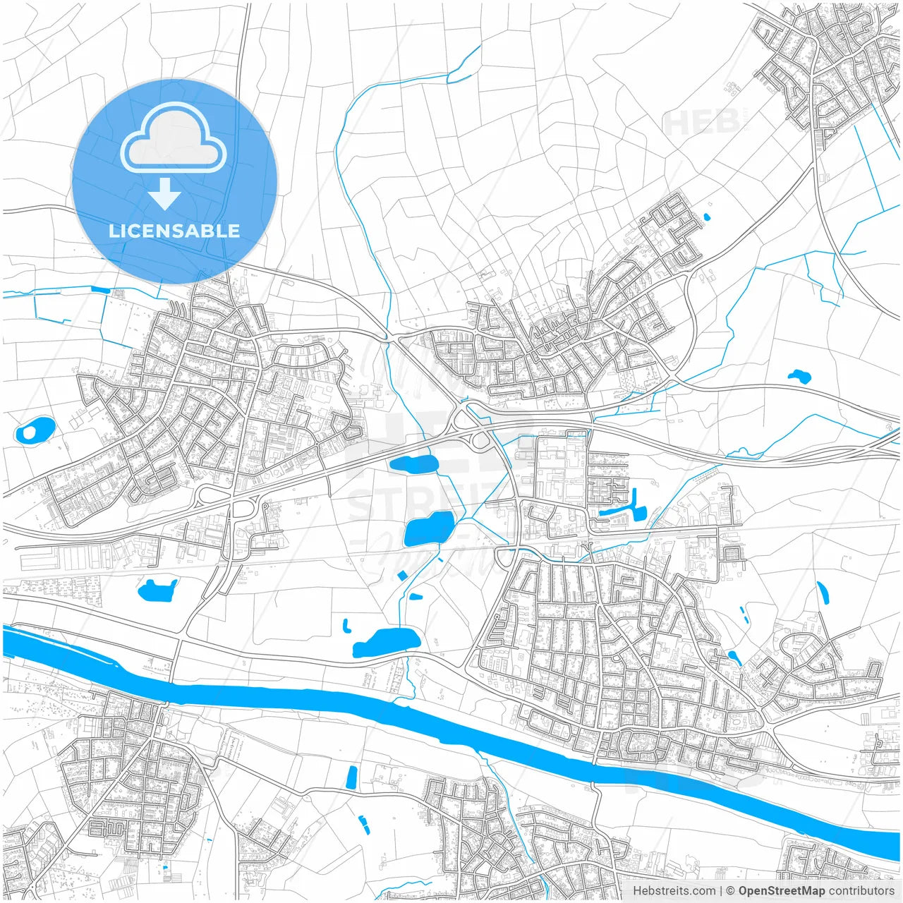 Maintal, Hesse, Germany, city map with high resolution roads.
