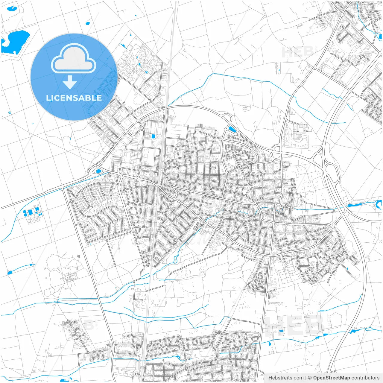 Langen, Hesse, Germany, city map with high resolution roads.