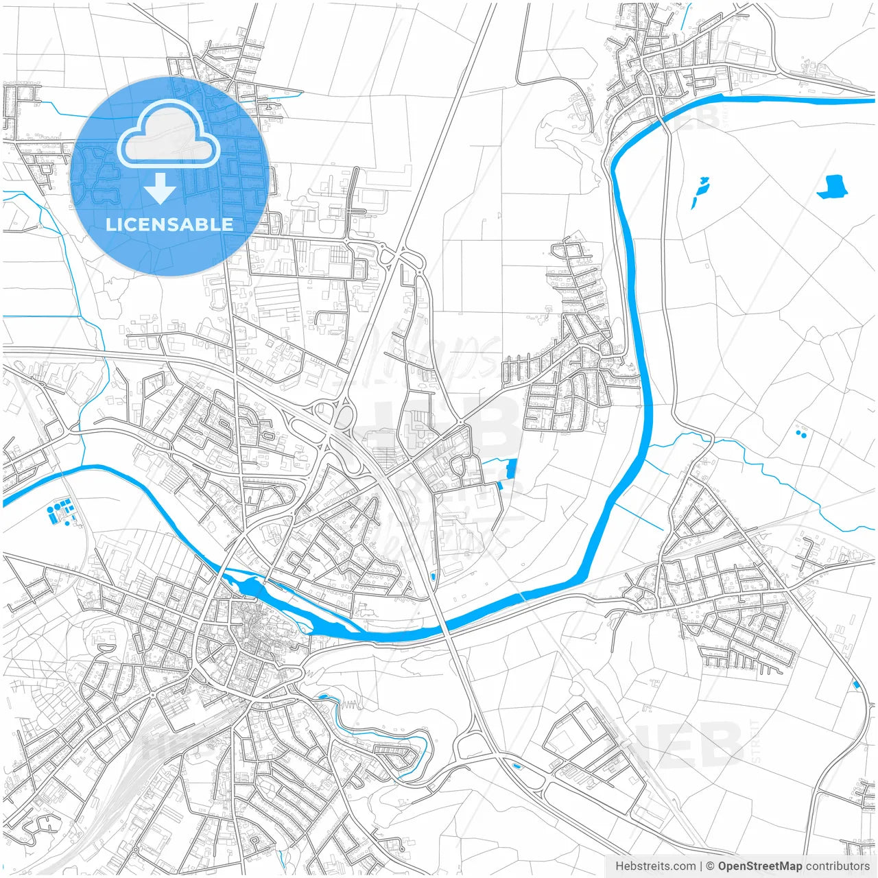 Limburg an der Lahn, Hesse, Germany, city map with high resolution roads.