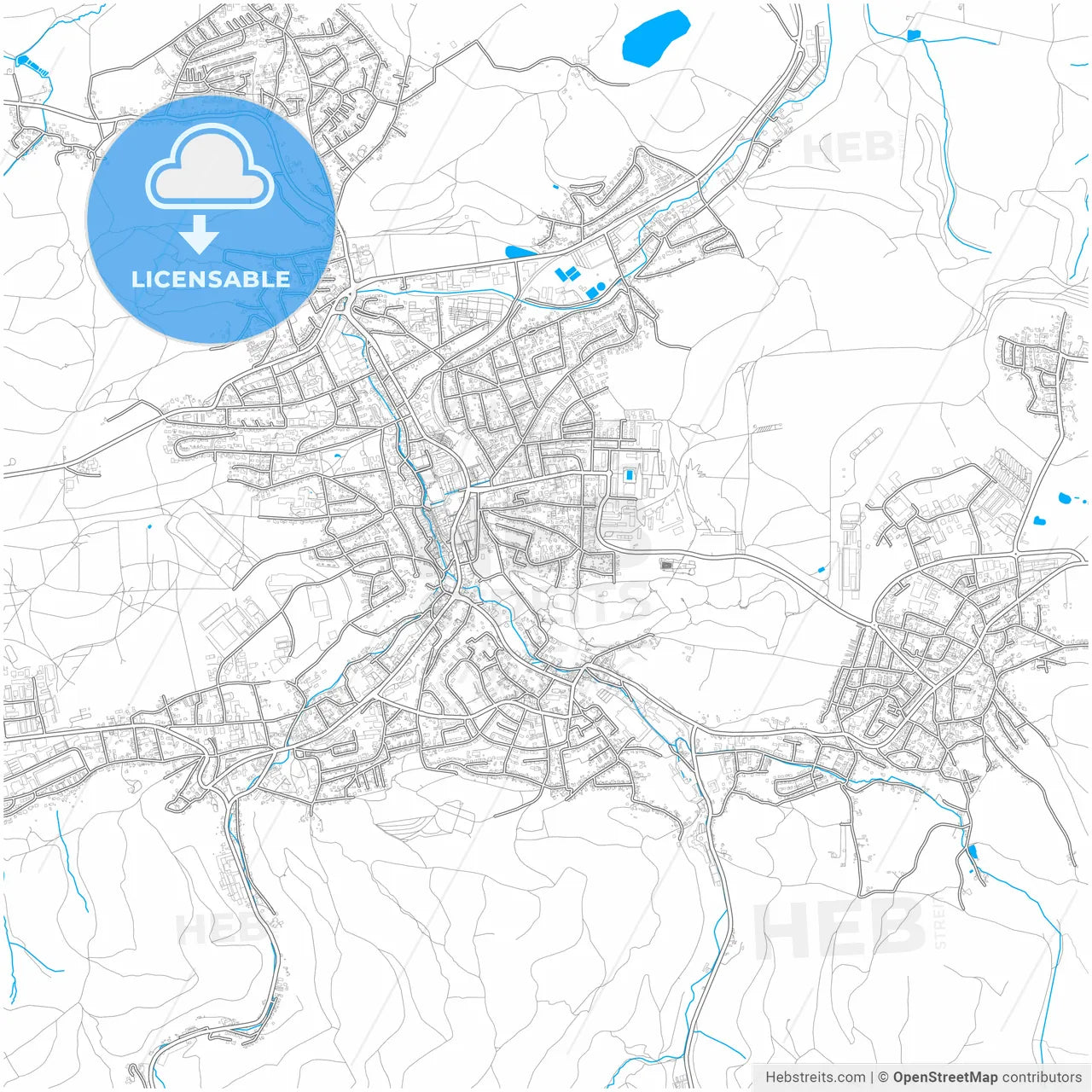 Hemer, North Rhine-Westphalia, Germany, city map with high resolution roads.