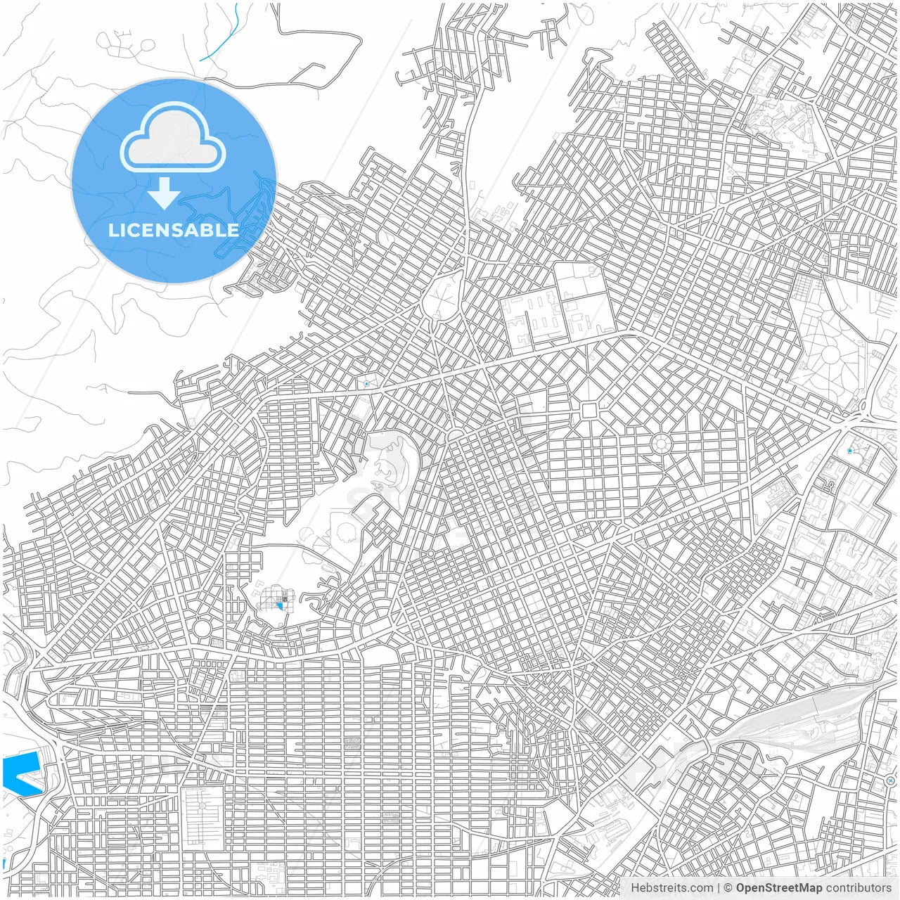 Nikaia, Attica, Greece, city map with high resolution roads.
