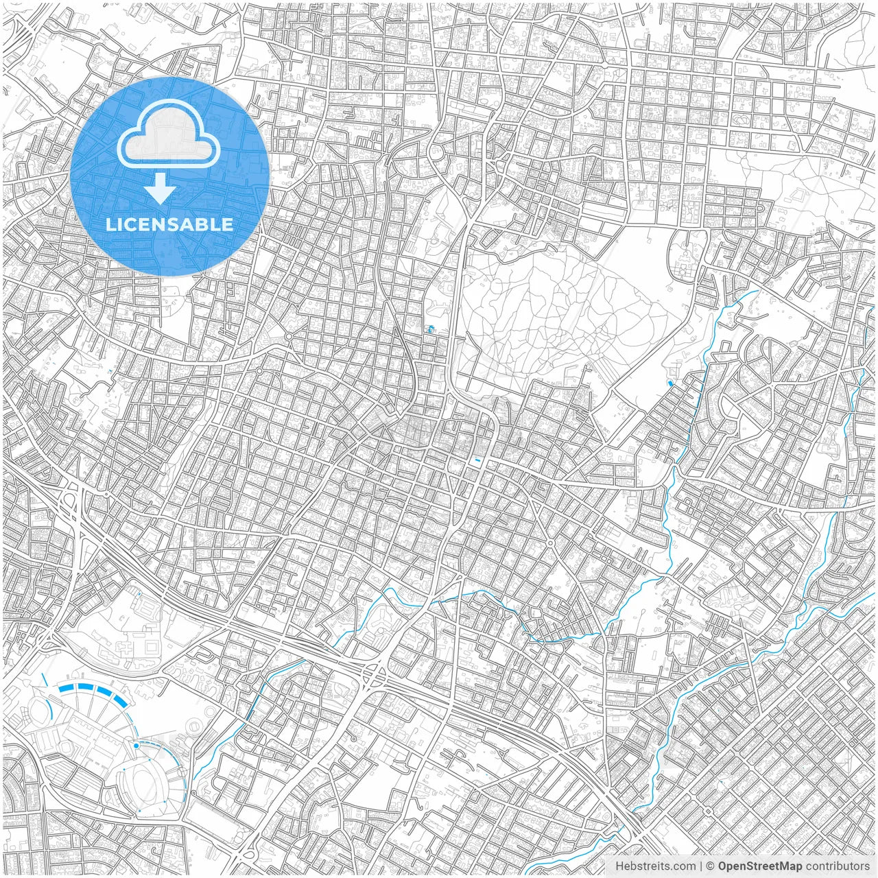 Marousi, Attica, Greece, city map with high resolution roads.