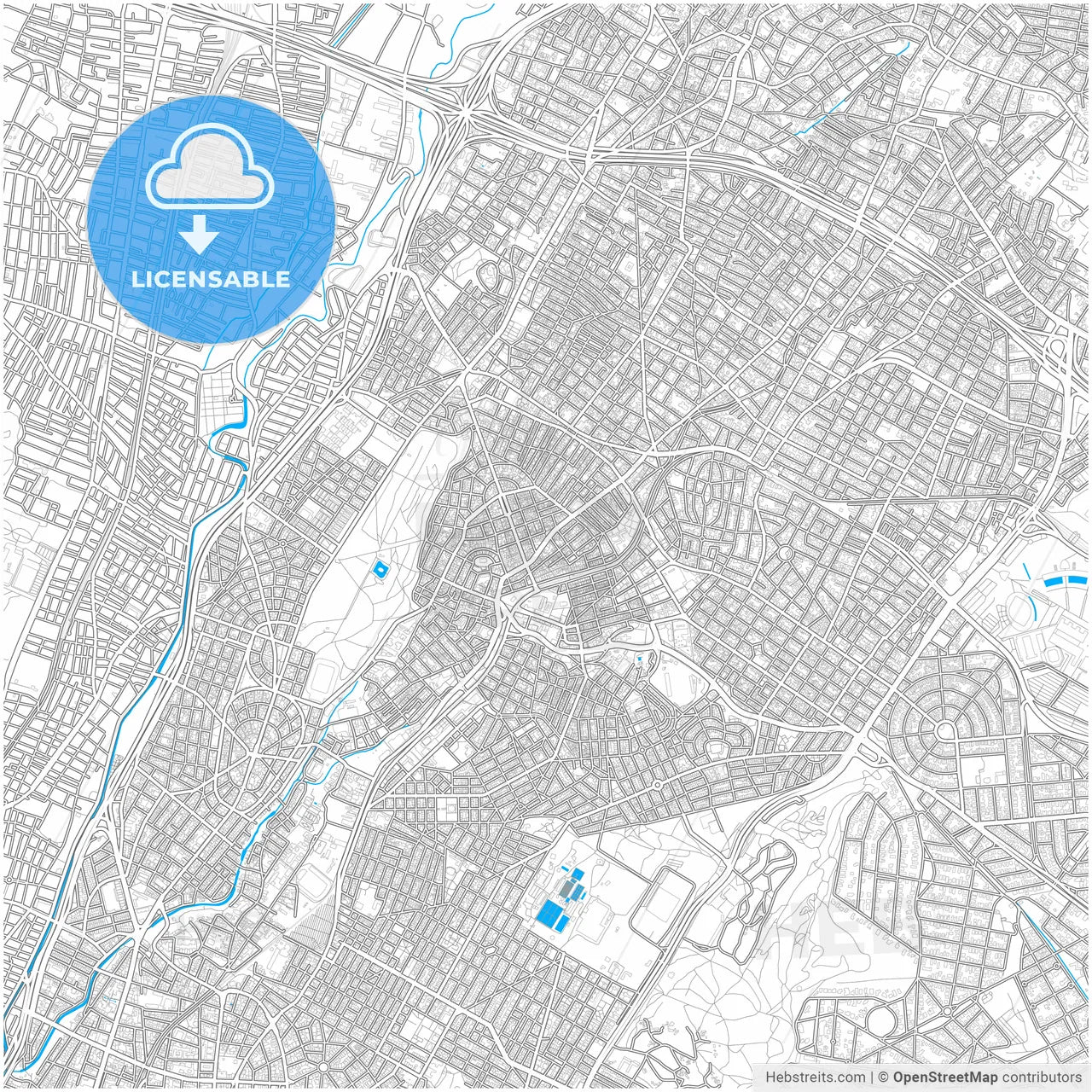 Nea Ionia, Attica, Greece, city map with high resolution roads.