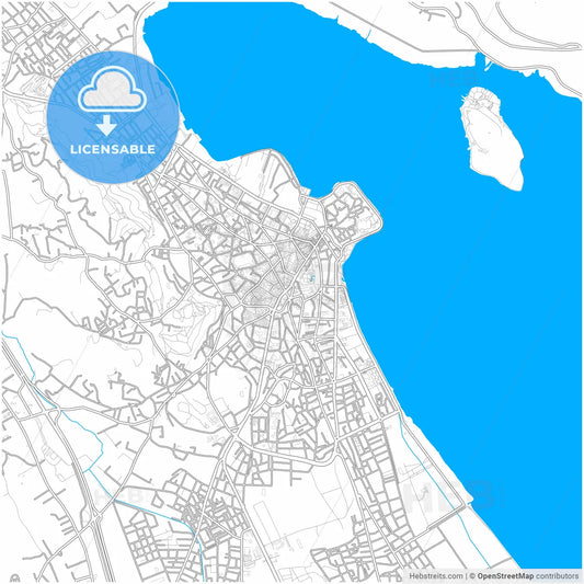 Ioannina, Epirus, Greece, city map with high resolution roads.