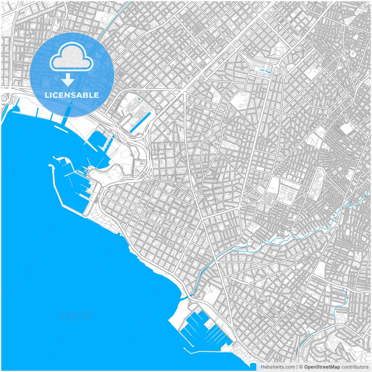 Palaio Faliro, Attica, Greece, city map with high resolution roads.