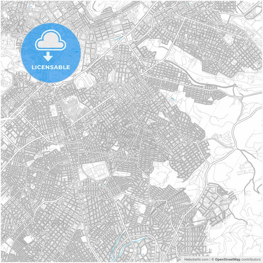 Vyronas, Attica, Greece, city map with high resolution roads.