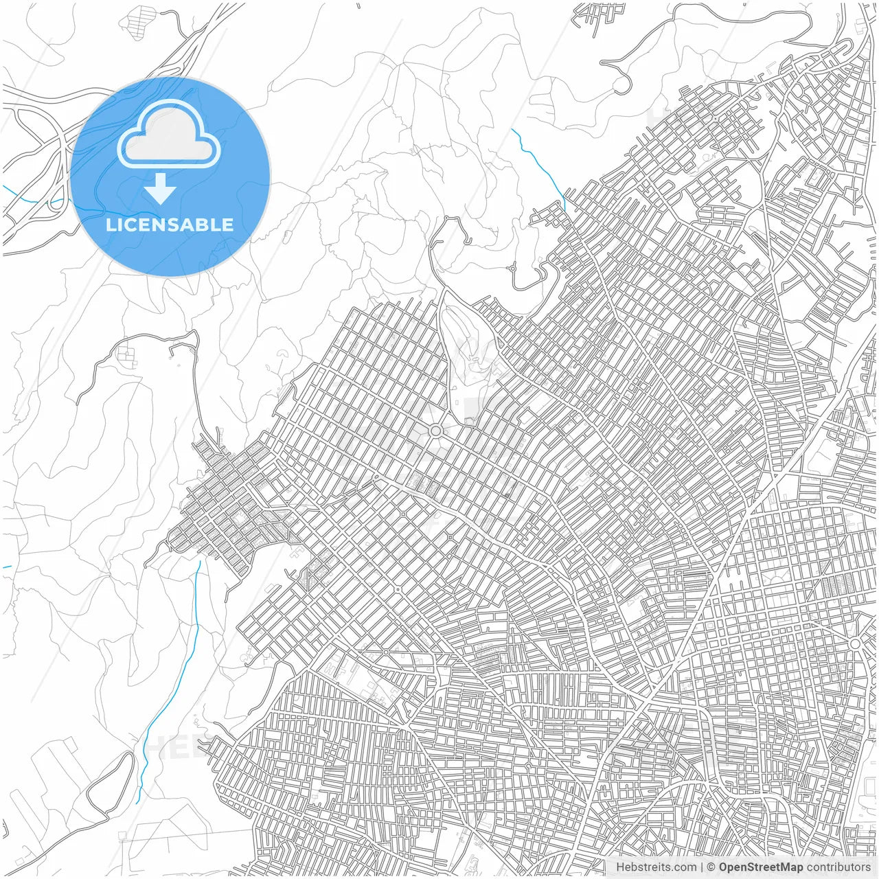 Petroupoli, Attica, Greece, city map with high resolution roads.