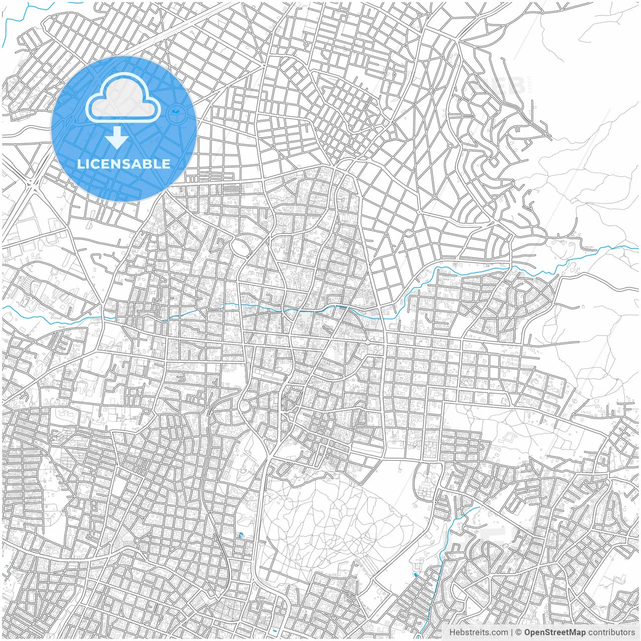 Kifissia, Attica, Greece, city map with high resolution roads.