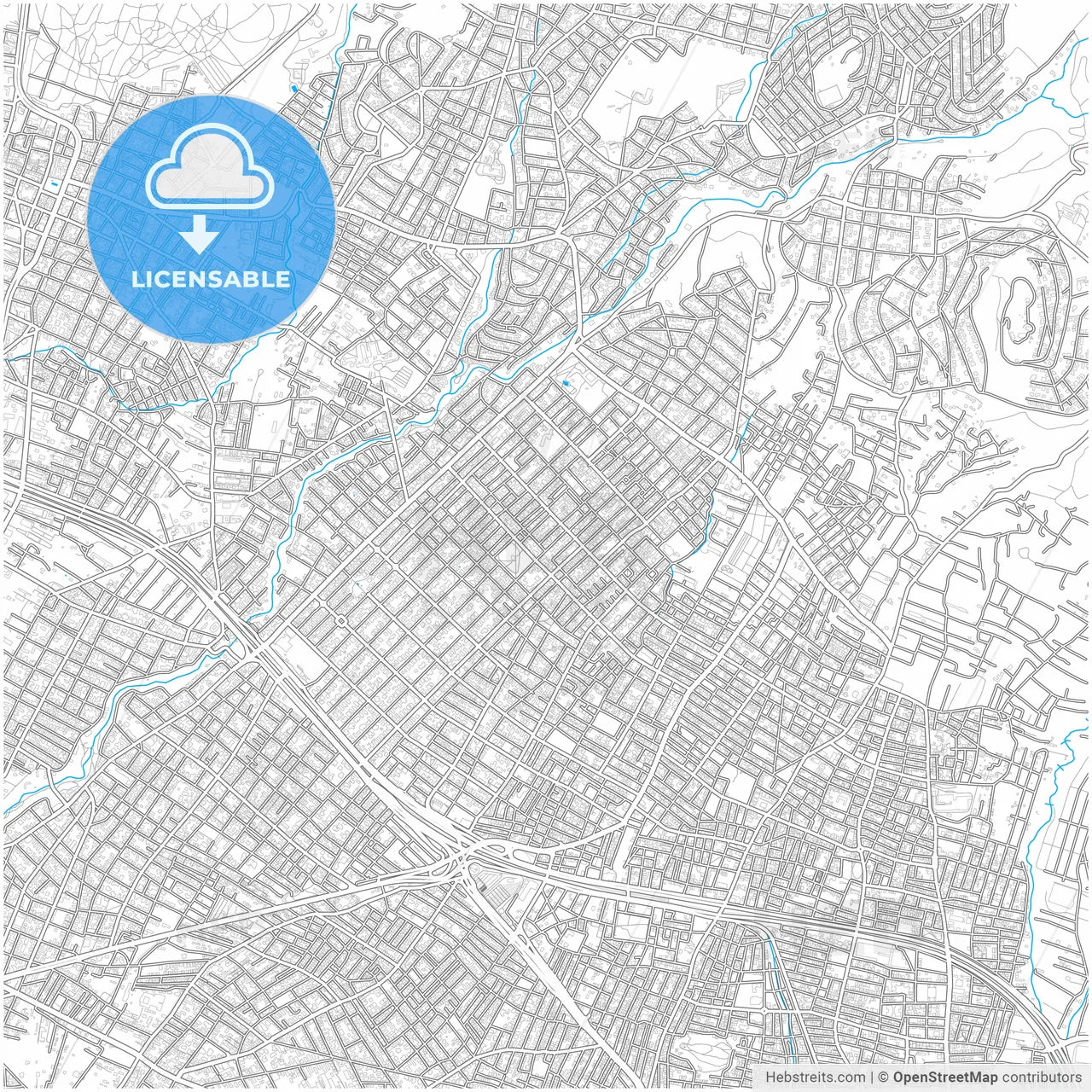 Vrilissia, Attica, Greece, city map with high resolution roads.