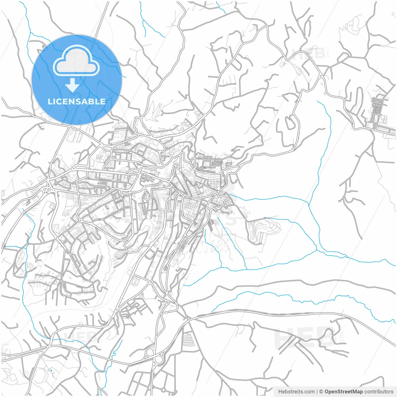 Caltanissetta, Sicily, Italy, city map with high resolution roads.