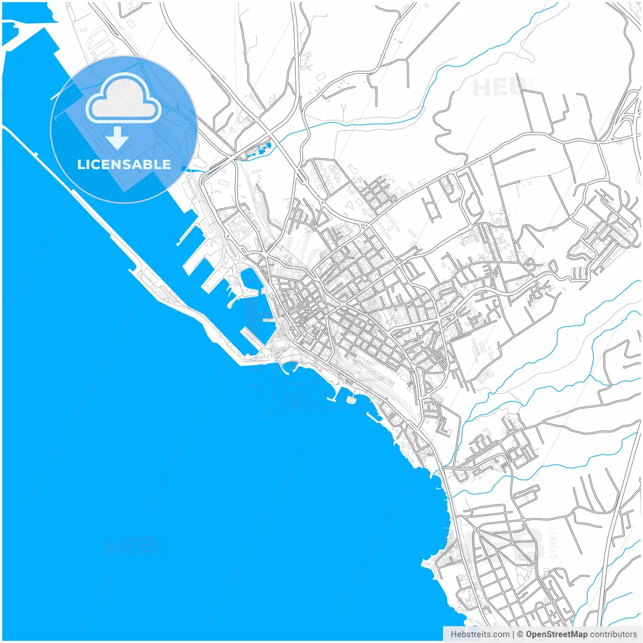 Civitavecchia, Lazio, Italy, city map with high resolution roads.