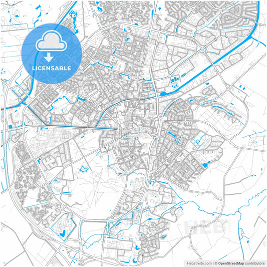 Assen, Drenthe, Netherlands, city map with high resolution roads.