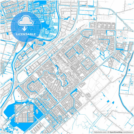 Heerhugowaard, North Holland, Netherlands, city map with high resolution roads.