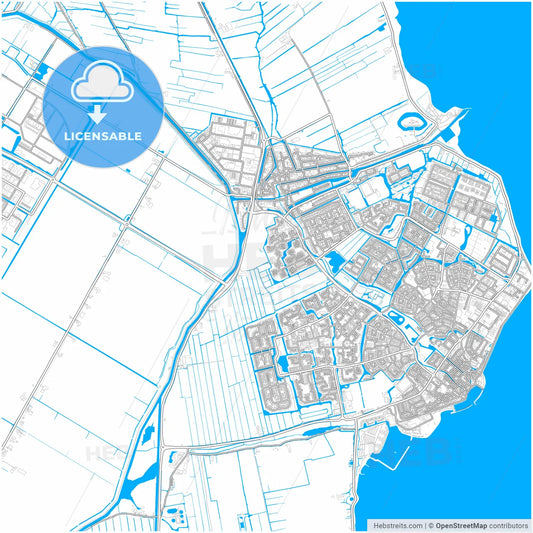 Edam-Volendam, North Holland, Netherlands, city map with high resolution roads.