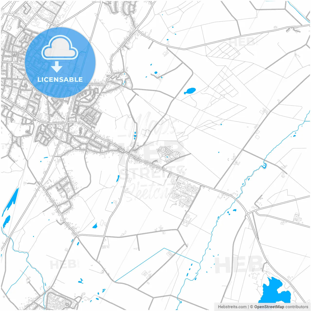 Echt-Susteren, Limburg, Netherlands, city map with high resolution roads.