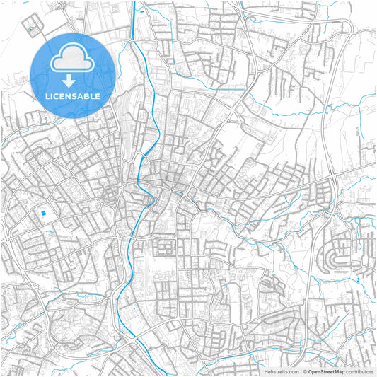 Bielsko-Biała, Silesian, Poland, city map with high resolution roads.