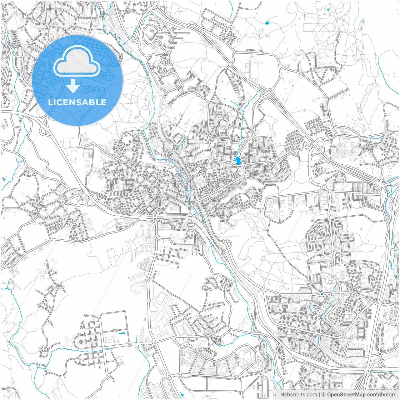 Agualva-Cacém, Lisbon, Portugal, city map with high resolution roads.