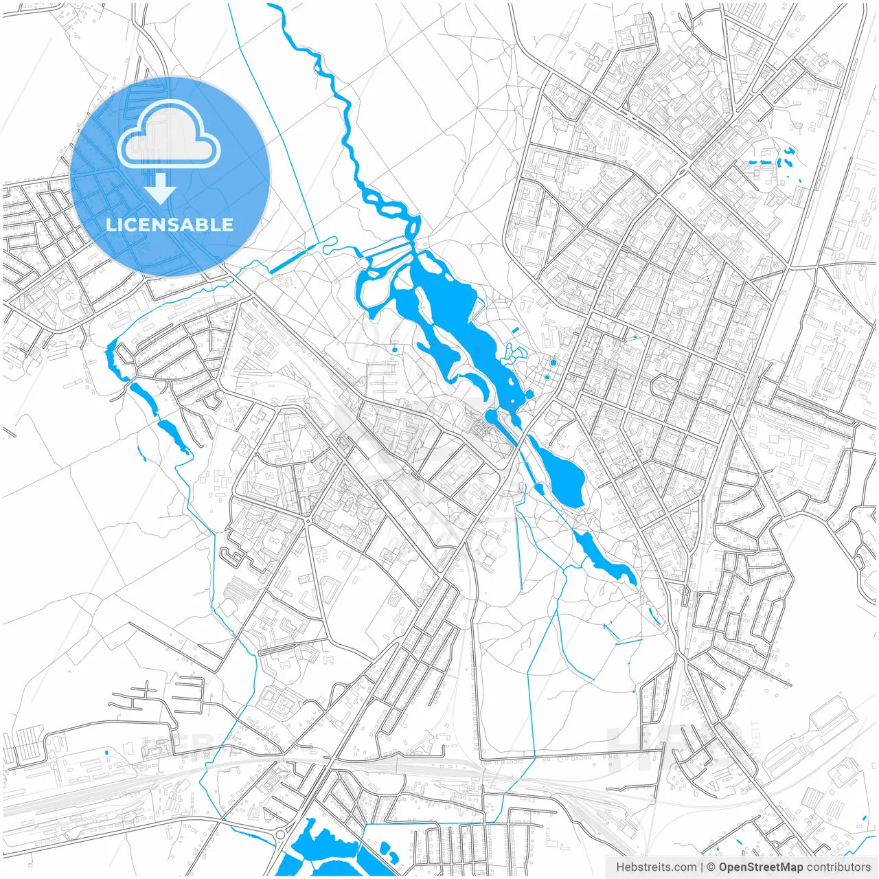 Gatchina, Leningrad Oblast, Russia, city map with high resolution roads.