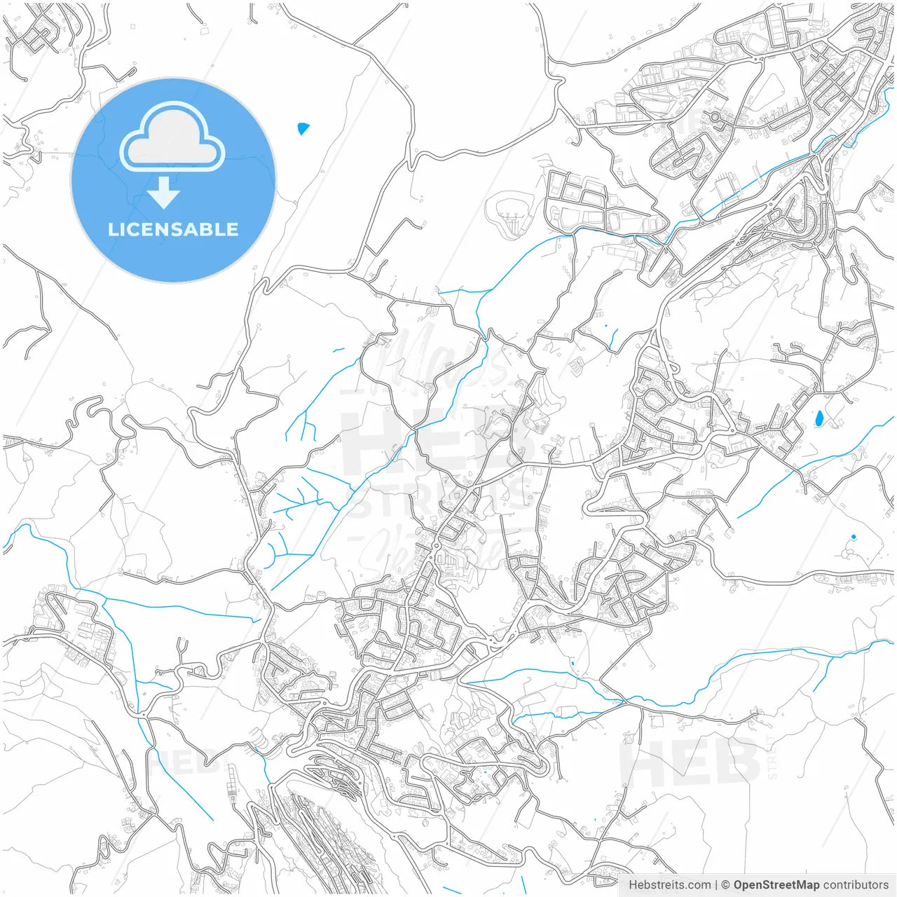 Borgo Maggiore, San Marino, city map with high resolution roads.