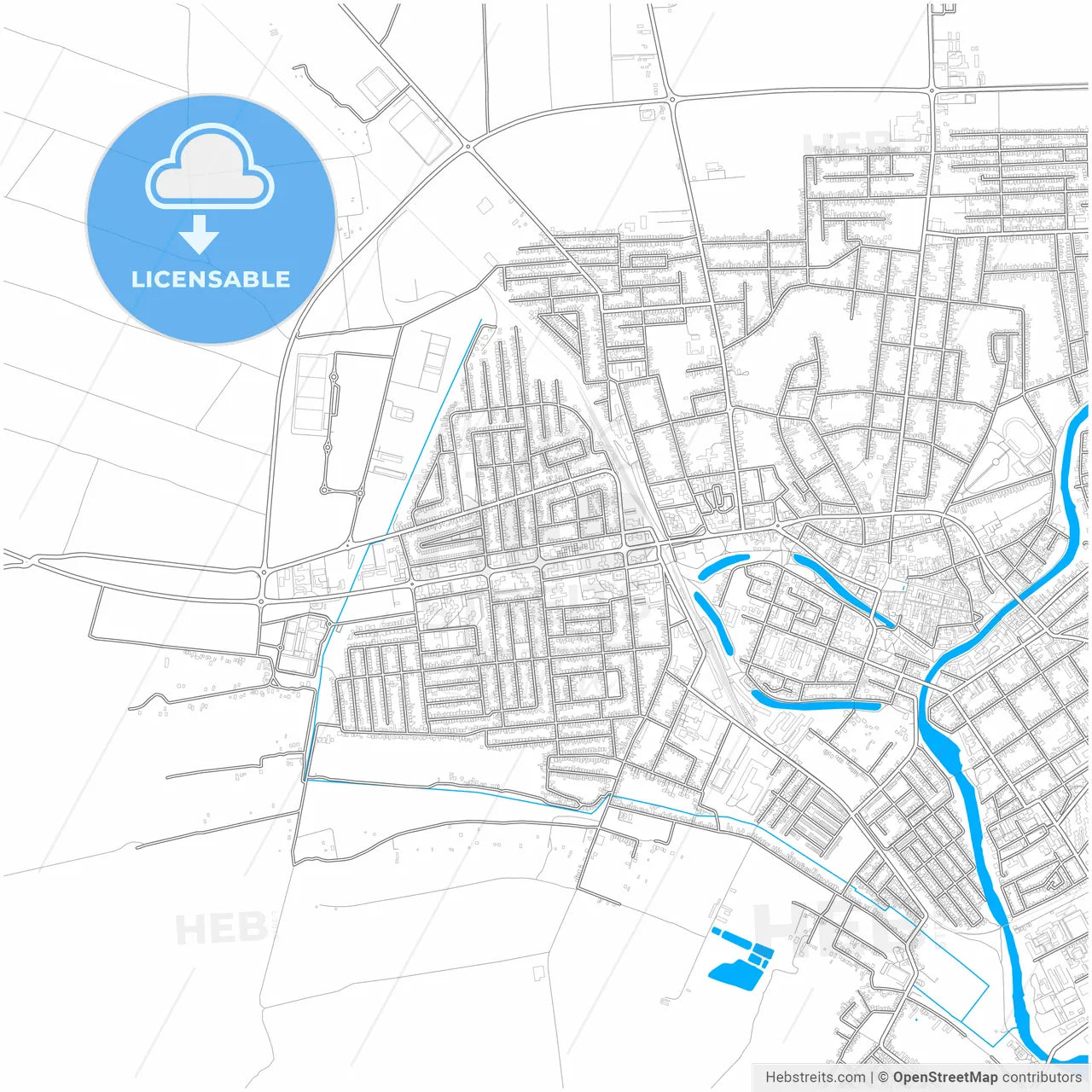 Zrenjanin, Central Banat, Serbia, city map with high resolution roads.