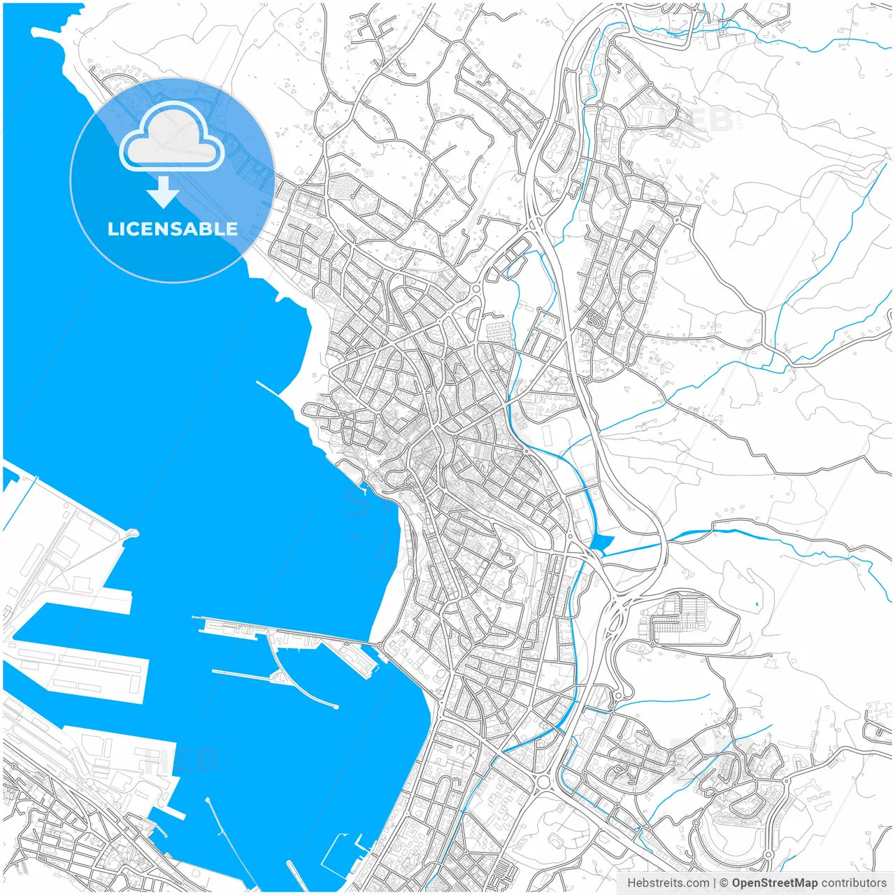 Algorta, Getxo, Spain, city map with high resolution roads.