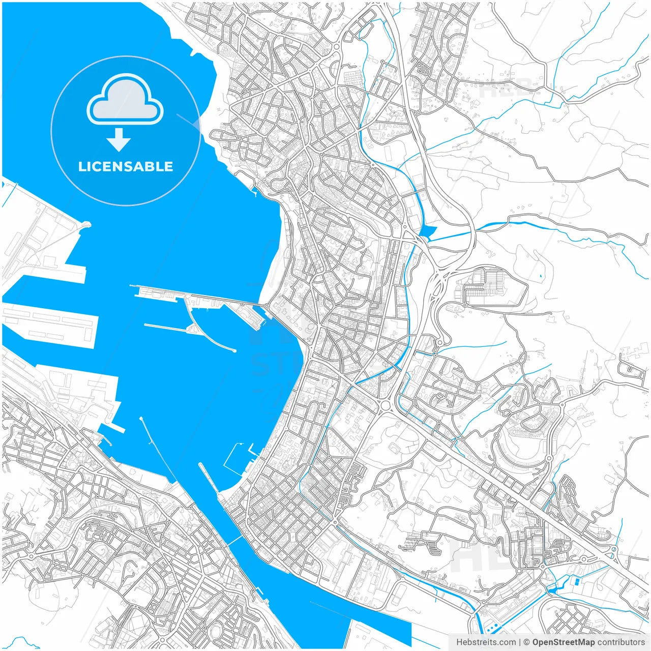 Getxo, Bizkaia, Spain, city map with high resolution roads.